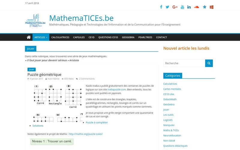 Jouer aux mathématiques - MathemaTICEs.be