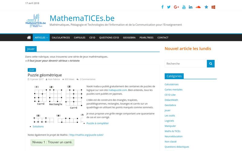 Jouer aux mathématiques - MathemaTICEs.be