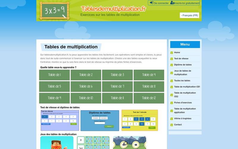 Les tables de multiplication sur Tablesdemultiplication.fr
