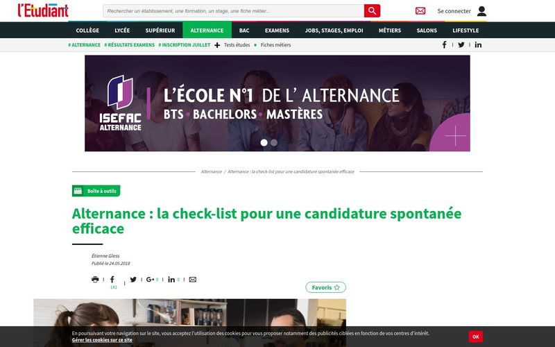 L'Etudiant : Alternance, la check-list pour une candidature spontanée efficace
