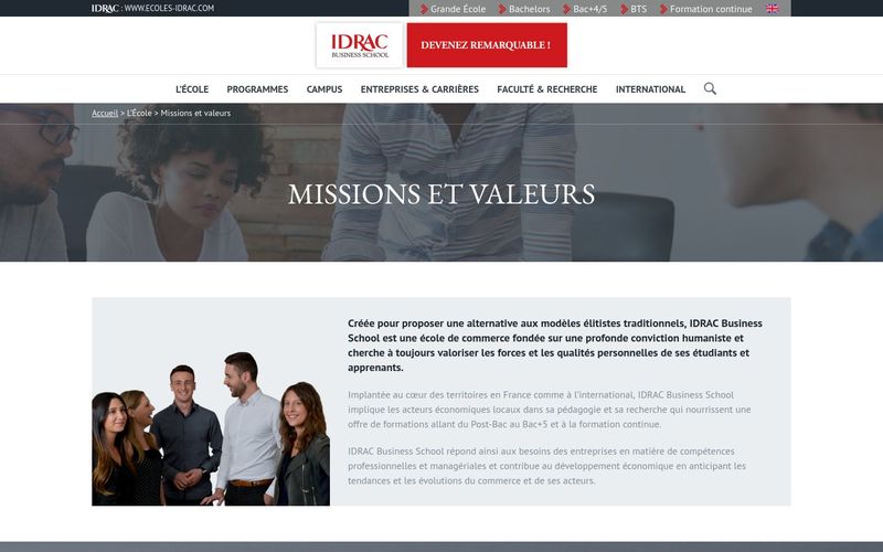 IDRAC Business School : Missions et valeurs de notre école